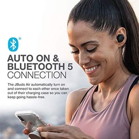 سماعات أذن JLab JBuds Air True Wireless Signature Bluetooth + علبة شحن، أسود، مقاومة العرق IP55، اتصال Bluetooth 5.0، توقيع 3 إعدادات صوت EQ، متوازن، تعزيز الجهير in Kuwait