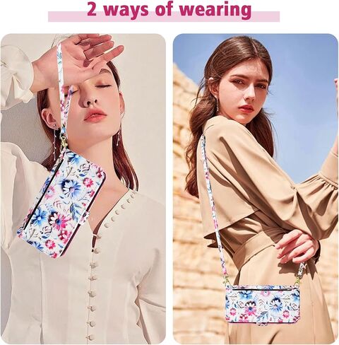Wallet Case for OnePlus 11 5G with Wrist Strap Shoulder Strap, 9+ Card Slots Zipper Floral PU Leather Stand Card Holder Cell Phone Cover for One Plus11 1 Plus 1plus11 One+ 1+ Women Men Pink in Saudi Arabia
