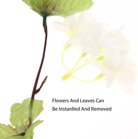 UUPP 2Pcs Artificial Cherry Blossom Flower Garland Silk Fake Hanging Flower Vines for Home Wedding Decoration, 7.2FT(White) in Kuwait