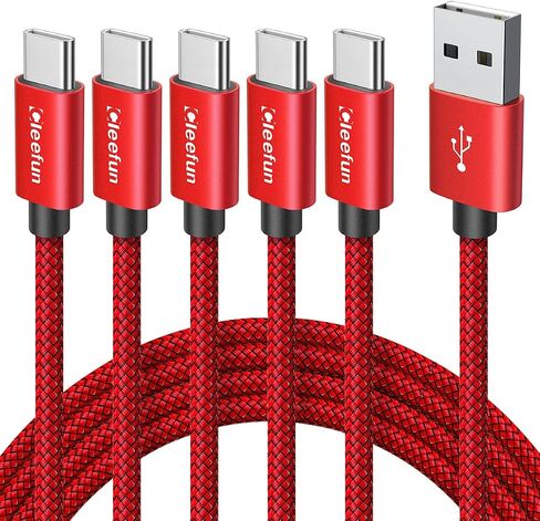 كابل CLEEFUN USB C [3 أقدام، 5 حزم]، كابل USB A إلى النوع C شحن سريع C سلك شاحن مضفر لهاتف iPhone 15 Pro Max/Pro/Plus، لهاتف Samsung Galaxy S24 S23 S22 S21 S20 Ultra S10، Moto، Pixel in Kuwait
