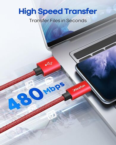 كابل CLEEFUN USB C [3 أقدام، 5 حزم]، كابل USB A إلى النوع C شحن سريع C سلك شاحن مضفر لهاتف iPhone 15 Pro Max/Pro/Plus، لهاتف Samsung Galaxy S24 S23 S22 S21 S20 Ultra S10، Moto، Pixel in Kuwait