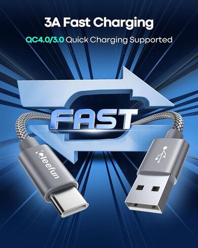 كابل CLEEFUN USB C [3 أقدام، 5 حزم]، كابل USB A إلى النوع C شحن سريع C سلك شاحن مضفر لهاتف iPhone 15 Pro Max/Pro/Plus، لهاتف Samsung Galaxy S24 S23 S22 S21 S20 Ultra S10، Moto، Pixel in Kuwait