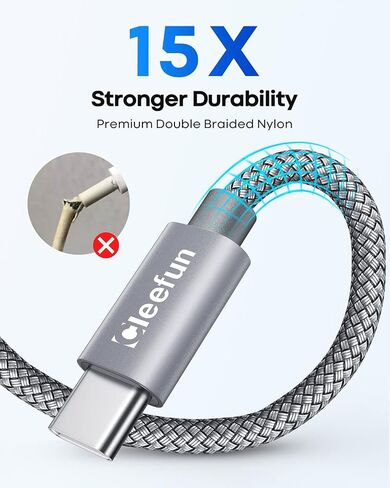 كابل CLEEFUN USB C [3 أقدام، 5 حزم]، كابل USB A إلى النوع C شحن سريع C سلك شاحن مضفر لهاتف iPhone 15 Pro Max/Pro/Plus، لهاتف Samsung Galaxy S24 S23 S22 S21 S20 Ultra S10، Moto، Pixel in Kuwait