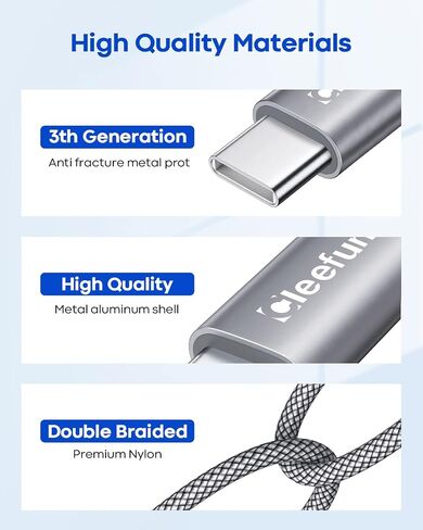 كابل CLEEFUN USB C [3 أقدام، 5 حزم]، كابل USB A إلى النوع C شحن سريع C سلك شاحن مضفر لهاتف iPhone 15 Pro Max/Pro/Plus، لهاتف Samsung Galaxy S24 S23 S22 S21 S20 Ultra S10، Moto، Pixel in Kuwait