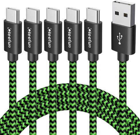 كابل CLEEFUN USB C [3 أقدام، 5 حزم]، كابل USB A إلى النوع C شحن سريع C سلك شاحن مضفر لهاتف iPhone 15 Pro Max/Pro/Plus، لهاتف Samsung Galaxy S24 S23 S22 S21 S20 Ultra S10، Moto، Pixel in Kuwait