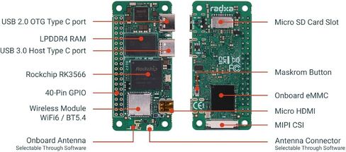 Zero 3W RK3566 4-core CPU SBC, GPU, NPU, HDMI with 1080P Output, and, Single Board Computer (Radxa Zero 3W 8GB 64GB with GPIO) in Saudi Arabia