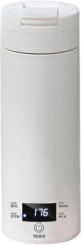 غلاية كهربائية محمولة 500 مل للسيارة والسفر، غلاية حساء من الفولاذ المقاوم للصدأ 316، زجاجة مياه معزولة للتدفئة الكهربائية، زجاجة مياه غلاية مياه خارجية للقهوة والشاي ومسحوق الحليب in Kuwait