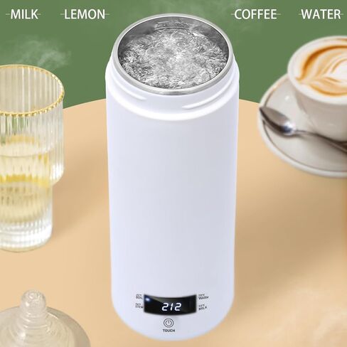 غلاية كهربائية محمولة 500 مل للسيارة والسفر، غلاية حساء من الفولاذ المقاوم للصدأ 316، زجاجة مياه معزولة للتدفئة الكهربائية، زجاجة مياه غلاية مياه خارجية للقهوة والشاي ومسحوق الحليب in Kuwait