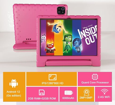 تابلت للأطفال 10 بوصة، Android 13، 4 جيجابايت + 64 جيجابايت، وحدة المعالجة المركزية 8 النواة، WiFi 6، عمر البطارية 12 ساعة، التحكم الأبوي، شاشة HD 1280 * 800، كاميرات مزدوجة، حافظة مقاومة للصدمات، تطبيقات تعليمية مثبتة مسبقًا in Kuwait