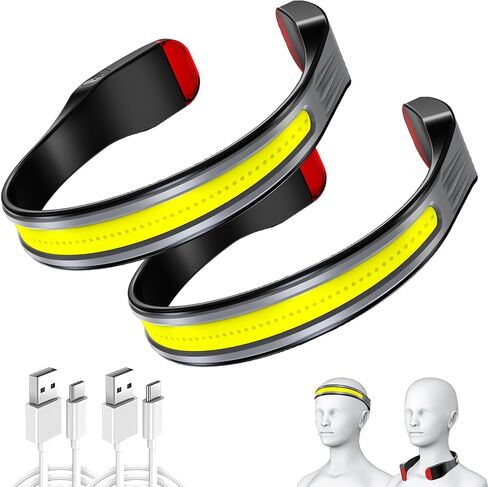 2 Pack LED Rechargeable Headlamp,Book Light for Reading in Bed, Neck Light,230°Wide Beam Head Lamp for Forehead, Waterproof Super Bright COB Head Light for Camping Running Hiking Repairing in Kuwait