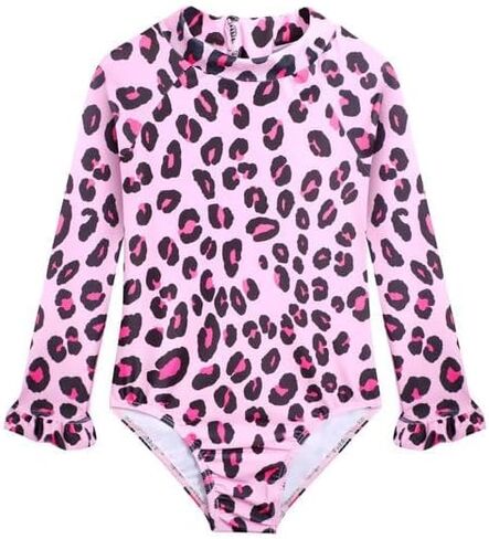 Alakuoti Long Sleeve One Piece Ruffle Swimsuit for Toddler Girls Baby Girl Rashguard Shirt with UPF 50+ Sun Protection in Saudi Arabia