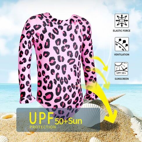 Alakuoti Long Sleeve One Piece Ruffle Swimsuit for Toddler Girls Baby Girl Rashguard Shirt with UPF 50+ Sun Protection in Saudi Arabia