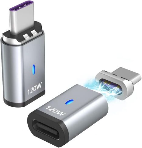 Magnetic USB C Adapter Straight 2 Pack 100w USB C Magnetic Adapter Fast Charging 5Pin 480Mbps Data Transmission in Saudi Arabia