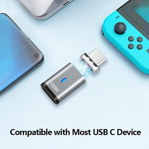 Magnetic USB C Adapter Straight 2 Pack 100w USB C Magnetic Adapter Fast Charging 5Pin 480Mbps Data Transmission in Saudi Arabia