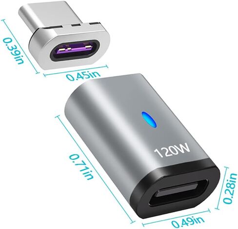 Magnetic USB C Adapter Straight 2 Pack 100w USB C Magnetic Adapter Fast Charging 5Pin 480Mbps Data Transmission in Saudi Arabia