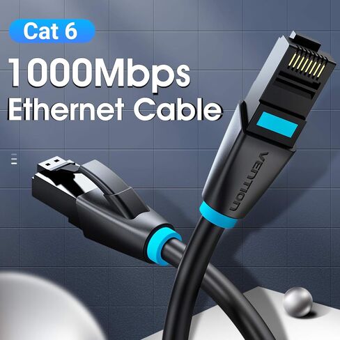VENTION Cat 6 Ethernet Patch Cable cat6 LAN Network Cord Network Cable RJ45 Computer Ultra fine High Speed 10Gbps 500Mhz for PC, Mac, Laptop, PS5/4, Xbox, Router, Modem, Printer and More in Kuwait
