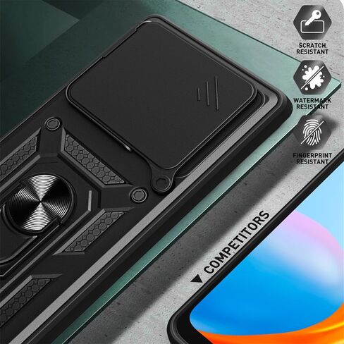 Ysnzaq Armor Case for Xiaomi 14T 5G, Military Grade Durable Shockproof Protective Phone Case with Kickstand & Slide Camera Lens Cover for Xiaomi 14T SJ Black in Saudi Arabia