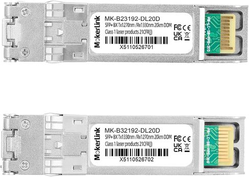 MokerLink A Pair 10G SFP+ Bidi Transceivers, SFP LC Single-Mode Module 20KM, Bi-Directional 1270nm/1330nm, Compatible with MokerLink, Cisco, Meraki, Ubiquiti UniFi,Mikrotik, TP-Link and More in Saudi Arabia