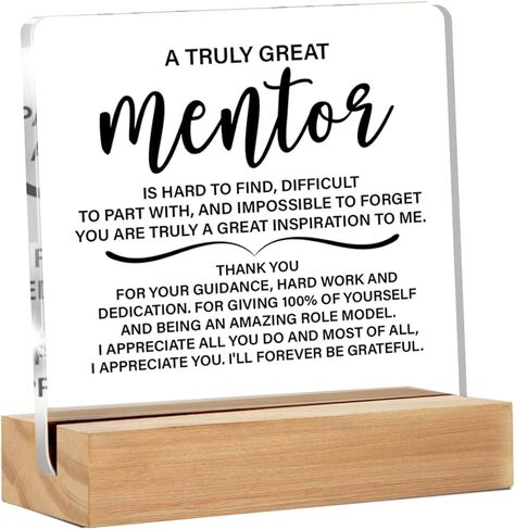 Mentor Gifts for Women Men, Thank You Mentor Gifts, Mentor Definition Clear Acrylic Desk Decorative Sign for Home Office, 4 x 4 Inches in Saudi Arabia
