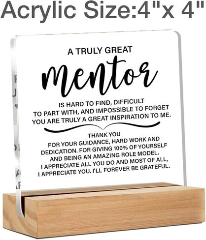 Mentor Gifts for Women Men, Thank You Mentor Gifts, Mentor Definition Clear Acrylic Desk Decorative Sign for Home Office, 4 x 4 Inches in Saudi Arabia