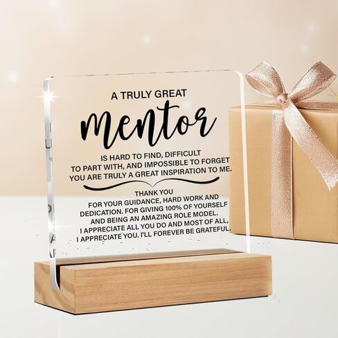 Mentor Gifts for Women Men, Thank You Mentor Gifts, Mentor Definition Clear Acrylic Desk Decorative Sign for Home Office, 4 x 4 Inches in Saudi Arabia