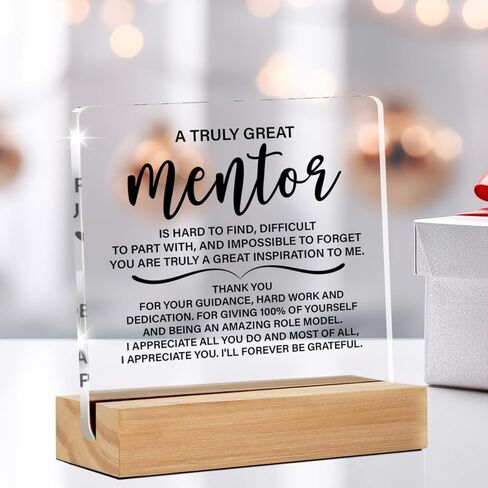 Mentor Gifts for Women Men, Thank You Mentor Gifts, Mentor Definition Clear Acrylic Desk Decorative Sign for Home Office, 4 x 4 Inches in Saudi Arabia