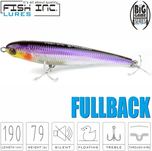 طُعم قلم رصاص عائم بالمياه المالحة مقاس 190 مم من شركة Fish Inc Lures Fullback in Saudi Arabia