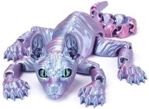 3D Printed Miniature Hairless Cat Model, Cat Art Sculpture (Colorful) in Saudi Arabia