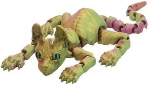 3D Printed Miniature Hairless Cat Model, Cat Art Sculpture (Colorful) in Saudi Arabia