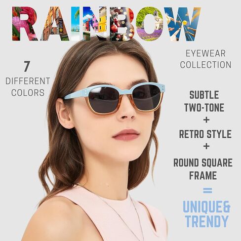 Leafael Polarized Sunglasses Women's Trendy Two Tone Design, UV400 100% Protection, Retro Square Frame, Lifestyle & Active in Saudi Arabia