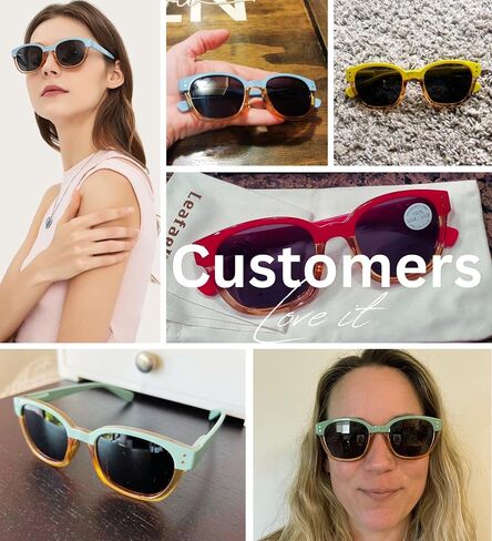 Leafael Polarized Sunglasses Women's Trendy Two Tone Design, UV400 100% Protection, Retro Square Frame, Lifestyle & Active in Saudi Arabia