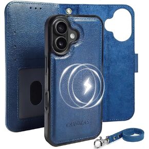Case Wallet for iPhone 16 Pro Max Wallet Case, Detachable Leather Case with Card Holder, Strong Magnetic Compatible with MagSafe Wireless Charging, Kickstand Shockproof Cover 6.9 inch, Red