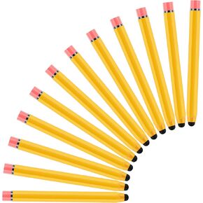 Konohan 12 Pcs Kids Stylus Pens for Touch Screens Hexagon Pencil Shaped Stylus Crayon Stylus Pen for Children Youth Girls Boys Compatible with iPhone Android Edition Tablet Universal Devices (Yellow)