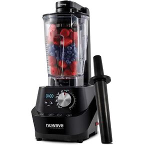 NuWave Moxie Commercial Blender, Vacuum Smoothie Blender with 2.5HP Motor, Professional Grade, Self-Cleaning - 6 presets & 10 Speed Settings for Shakes, Smoothies, Nut Butters, Crushed Ice,Black, Grey