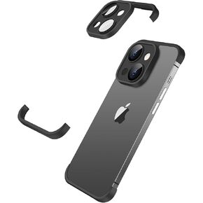Losin Compatible with iPhone 15 Case Borderless Design Camera Lens Protection Slim Thin Lightweight Soft Silicone Frameless Case Shockproof Bumper Cover for Men and Women, Black