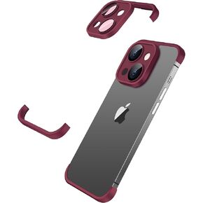 Losin Compatible with iPhone 15 Plus Case Borderless Design Camera Lens Protection Slim Thin Lightweight Soft Silicone Frameless Case Shockproof Bumper Cover for Men and Women, Gray