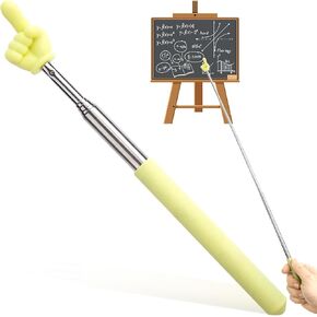 PAGOW Retractable Teacher Pointer Stick, Hand Pointer Stick, Student Finger Pointing Stick, Extendable School Supplies for Reading, Classroom (Light Pink, Finger)