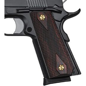 Cool Hand 1911 Rosewood Slim Grips, Gold Screws Included, Full Size(Government/Commander), Checker Diamond Cut, Ambi Safety Cut, These Grips Only Work with Short Bushings