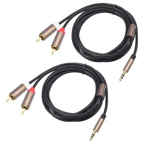 3.5mm to RCA Cable, 2 Pack RCA Male to Aux Audio Adapter, HiFi Sound, Metal Shell, RCA Y Splitter, 1/8 to RCA Connector for Phone, Speaker, MP3, Tablet, HDTV,3.3 FT