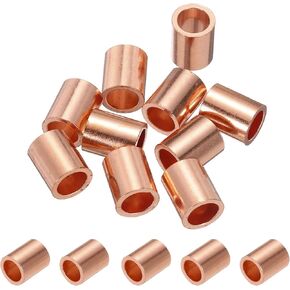 PATIKIL 1/4"/ 6mm Wire Rope Stop Sleeve, 10 Pack Copper Crimping Loop Sleeve End for Wire Rope Cable Ferrule, Gold Tone