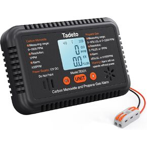 Tadeto RV Carbon Monoxide and Propane Gas Alarm, 12V DC Hardwired CO/LPG Gas Leak Alarm with Light and Audible Indicator, RV Propane Detector with Reset/Backlight for RV/Trailer/Camper
