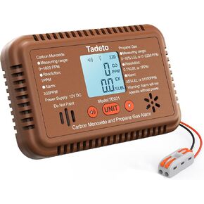 Tadeto RV Carbon Monoxide and Propane Gas Alarm, 12V DC Hardwired CO/LPG Gas Leak Alarm with Light and Audible Indicator, RV Propane Detector with Reset/Backlight for RV/Trailer/Camper