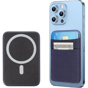 SHANSHUI Magnetic Wallet Compatible for Magsafe, Magnet Double Slots Phone Card Holder for Back of Phone Wallet Stick On Compatible for iPhone 15/14/ 13/12 Series & Magsafe case