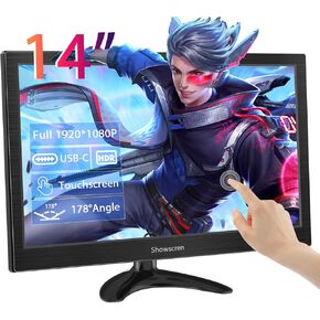 PC Monitor 15.6 Inch Touchscreen Portable Monitor HDR 1920x1080 100% sRGB HDMI/USB-C IPS Desktop Monitor with Speakers, for PC/Laptop/PS4-5/Switch, Multi-Purpose Stand, VESA