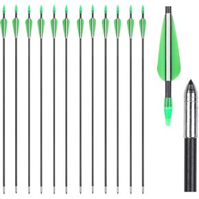 Fiberglass Arrows 30 Inch Archery Target Arrows for Practice with Recurve Bows (Pack of 12)