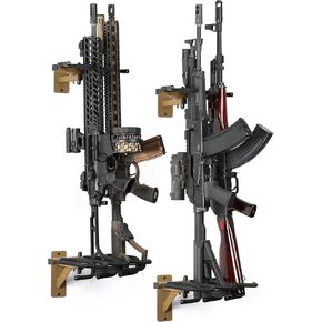 Savior Equipment Wall-Mount Rifle Rack Tactical Shotgun Carbine Firearm Free-Standing Gun Display Indoor Storage Rack - Heavy Duty Steel, Wide Angle Adjustment, 3-Slot Holds up to 75 Lbs