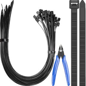 Pasow Zip Ties Heavy Duty - 250 lbs Outdoor Large Cable Ties 26 Inch 25 Pack Nylon Tie Wraps UV Resistant with Wire Cutter (Black)