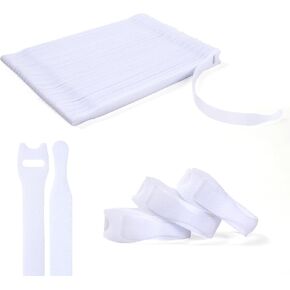 OneLeaf 120PCS Reusable Cable Ties, 6 × 1/2'' Adjustable Cords Organizer, Multi-Purpose Hook&Loop Cable Straps, Fastening Wire Ties Management for Computer/Laptop/TV/Electronics, White (OL-VCT-SG)