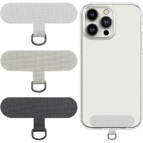 Phone Tether Tab, 3 Pcs Cell Phone Lanyard Patch Compatible with iPhone Smartphone, Phone Strap Replacement Part for All Full Phone Cases, Black/Grey/White