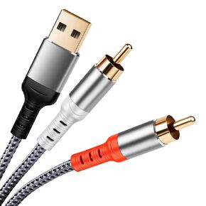 Compatible with USB to RCA Cable Audio Aux Adapter, 6.6FT USB to 2RCA Cable HiFi Stereo Y Splitter for USB A Laptop, Linux, Windows, Desktops, PS4, Amplifiers, Theater, Speaker
